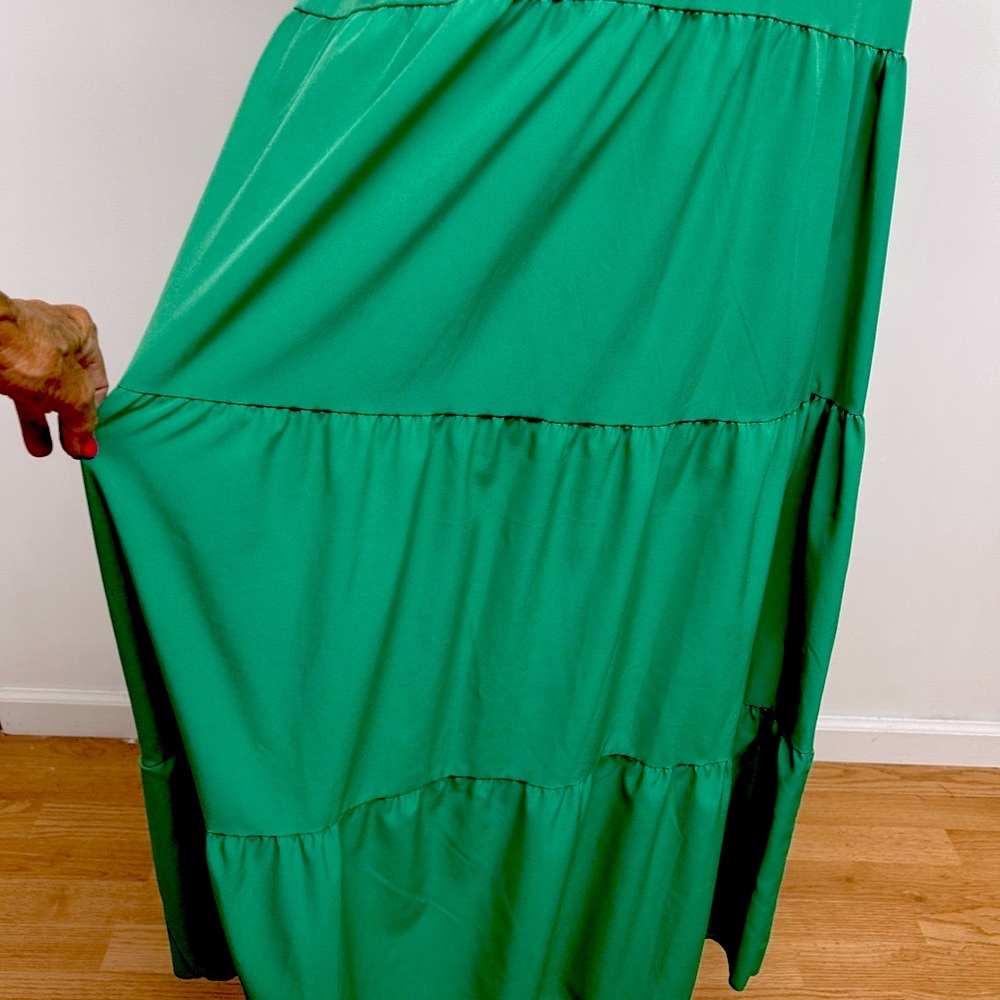 Green Maxi Ruffle Sleeve Dress size L - Picture 5 of 5
